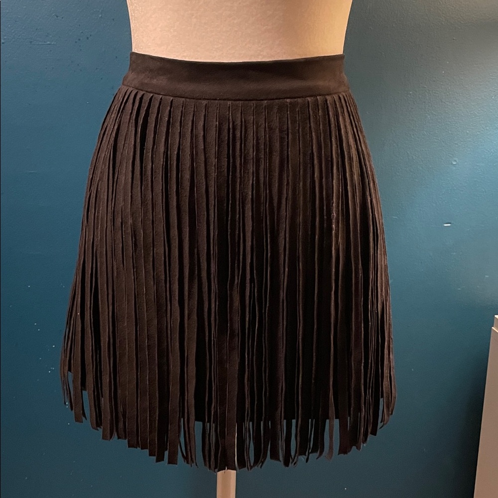5/48 Micro Fringe Suede Mini Skirt Black